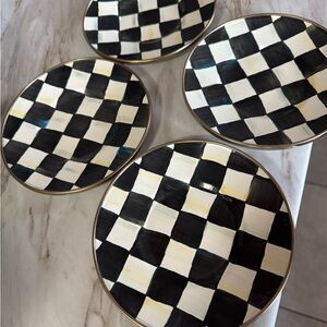 MacKenzie-Childs Courtly Check Enamel Saucer Set of 4